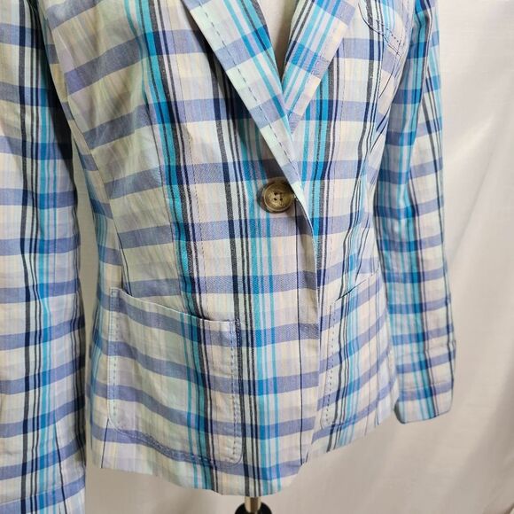 Tommy Hilfiger Blue Plaid The Tommy Blazer Jacket Size Small - Picture 3 of 14